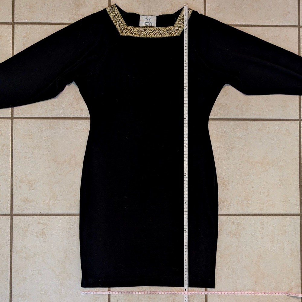 Real Y2K Vintage Together! Brand Gold and Black Dress Celtic Design Square Neck - Picture 6 of 9